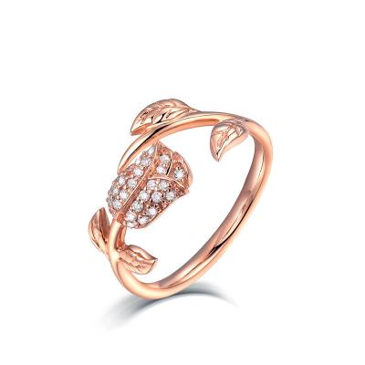 China Customized 24k TRENDY 18k Pure Rose Real Gold 18k Rose Gold Diamond Ring 18k for sale