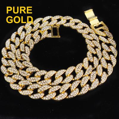 China Hiphop SKA Jewelry Men's Cuban Link Chain Necklace Iced Out Gold Cuban Necklaces Custom Necklace Jewelry for sale