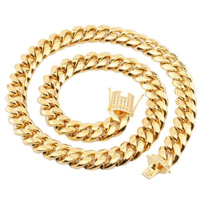 China Wholesale Hiphop Jewelry SKA Round Jewelry 10K 14k 18k Solid Gold Necklace Chain Cuban Necklace for sale