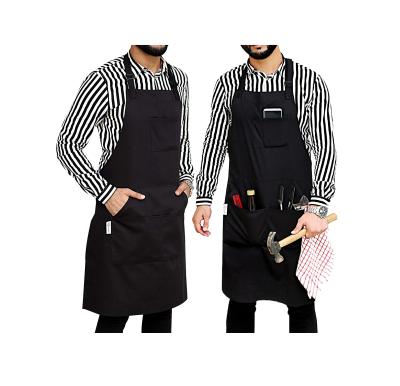 China Professional Grade Ultra Cotton Canvas Barber Apron 5 Neck Strap 5 Custom Adjustable Chef Tool Bags Durable Black Canvas Barber Apron for sale