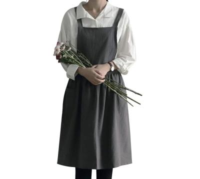 China Chef Waiter Artist Grill Kitchen Eco-Friendly Custom Restaurant Bar Work Mens Womens Gray Plus Size Japanese Apron With Pockets for sale