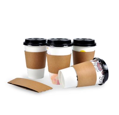 China Disposable Kraft Logo Coffee Paper Cup Disposable Custom Cardboard Corrugated Sleeve and Milk Tea Cup Sleeve for sale