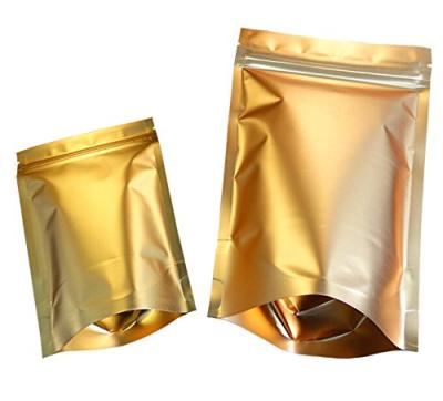 China ANTI-STATIC Gold Silver Mylar Zipper Pharmacy Plastic Small 3 Side Seal Bags Metallized Print Single Aluminized Foil Zipper Stand Bag for sale