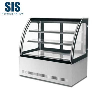 China Mirror Base Supermarket Commercial Refrigeration Equipment 2 Shelves Bakery Display Showcase Fridge Height 1300mm Insulating Glass Series for sale