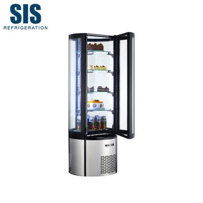 China Single-temperature Supermarket Refrigeration Equipment Commercial Tempered Glass Round Cake Display Showcase Rotating Refrigerator for sale