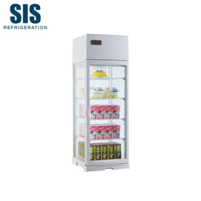 China Commercial Single-Temperature Refrigeration Equipment Countertop Double Glass Door Open Fridge With Adjustable PVC Coated Shelves for sale