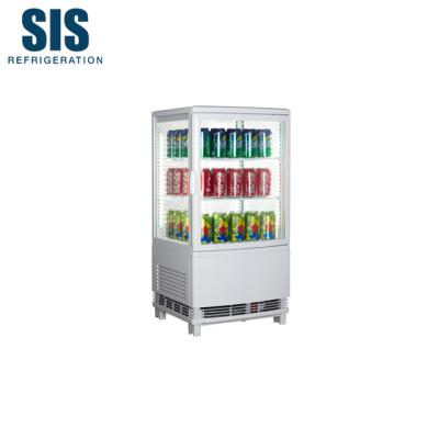 China Single-temperature Refrigeration Equipment Commercial Countertop Front Curved Double Glass Door Cold Display Refrigerator with PVC Coated Shelves for sale