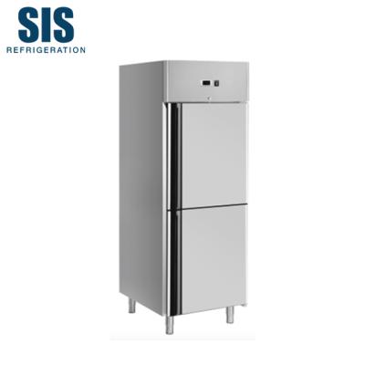 China Commercial CFC Refrigeration Equipment Stainless Steel Solid Door Free Foaming Upright Refrigerator Depth 710mm Capacity 429L for sale