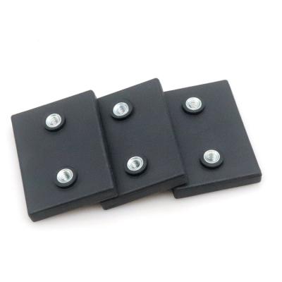 China Industrial Magnet Square Magnetic Base With Neodymium Rubber Coating Strong Magnetic Square Base With Threaded Hole for sale