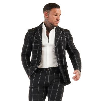 China parride cotton black plaid italian mens suit jacket custom coated suits for man for sale