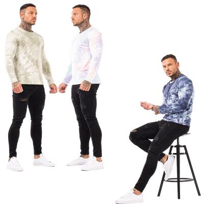 China NEW HIGH STREET Stylish Men's Clothing dropship alphalete o neck tie dye men's long sleeve tailored t-shirt cotton combing t-shirt men for sale