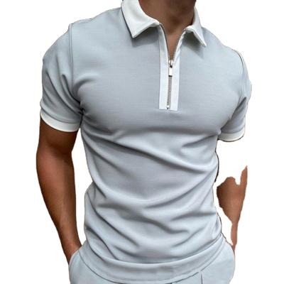 China High Quality Breathable 100% Cotton Men's Polo T-shirts Cotton Contrast Zipper Polo Golf Shirt for sale