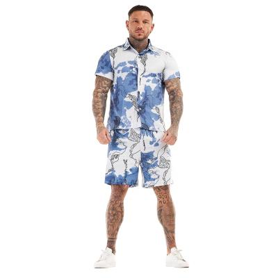 China Print Breathable Mens Summer Short Sets Pants Shirt Design Two Piece Outfits Set Plus Size Mens Sets for sale