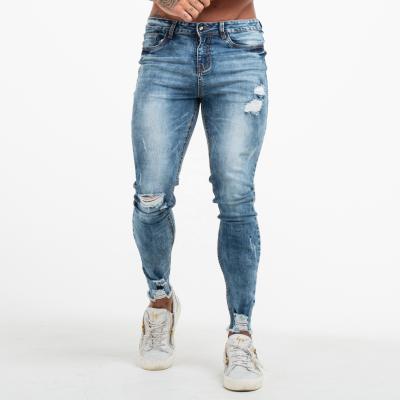 China 2020 new fashion viable skinny stylish men's denim ripped stretch pants brand faded jins mens ankle cuffed distressed jeans men for sale