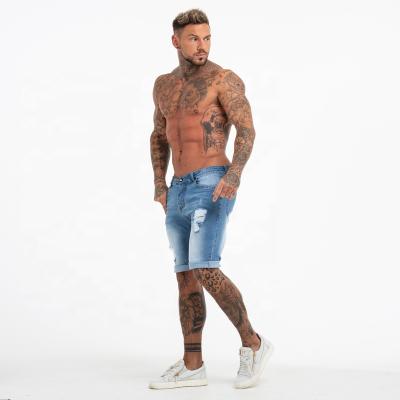 China Dropship Viable Blue Washed Skinny Mens Summer Boys Short Pants Ripped Jeans Men for sale