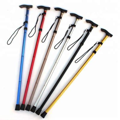 China Outdoor Stick Hiking Poles Ultralight 4 Section Canes Folding Adjustable Aluminum Climbing Stick for sale