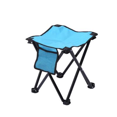 China Fishing Thickened Beach Iron Tube Portable Camping Folding Stool Foldable Outdoor Children's Stool With Net Pockets for sale