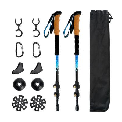 China Alpenstocks Carbon Fiber Outdoor Foldable Lightweight Trekking Canes Retractable Walking Stick for sale