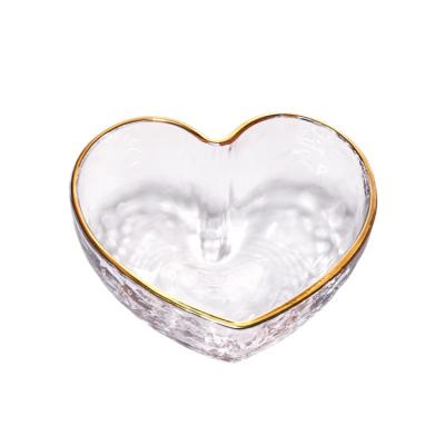 China Disposable Japanese Heart Shaped Clear Glass Borosilicate High Salad Bowl Soup Bowl for sale