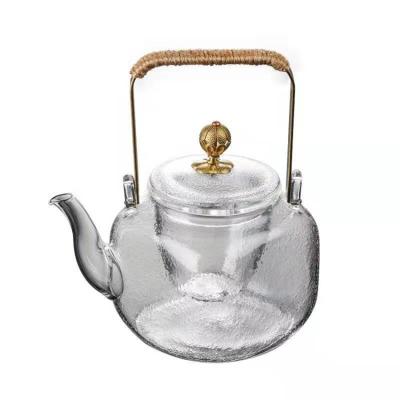 China Sustainable High Borosilicate Heat Resistant Quadrate Glass Teapot With Handle for sale