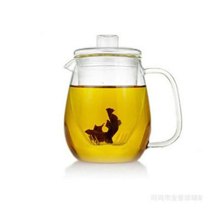 China Sustainable Borosilicate Glass 600ML Handle Removable Infuser Teapot And Lid for sale