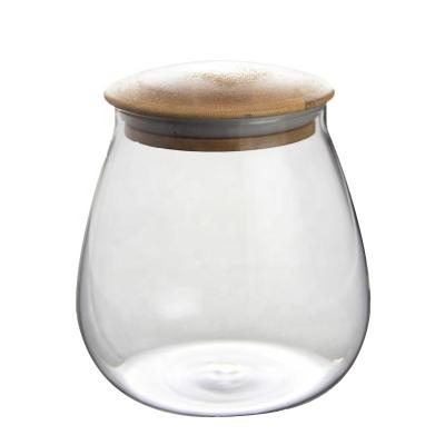 China Freshness Preservation Storage Glass Jar With Bamboo Lid Concise Style Wholesale for sale