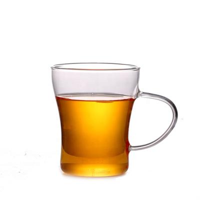 China Modern Green Tea Glass Mug With Heat Resistant Handle Drinking Glass Mug for sale