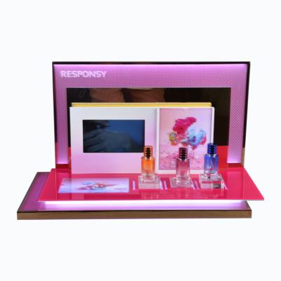 China RFID Skincare Product Display ODM New Technology Acrylic Skincare Product Display Stand Makeup Cosmetic Display for sale