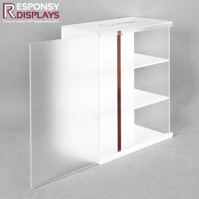 China Floor Standing Display With Logo Customized Counter With Door Acrylic Food Display Rack for sale