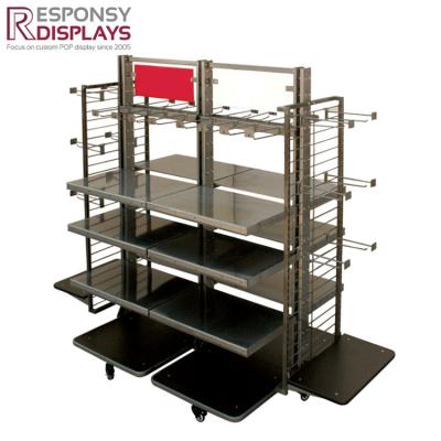 China Metal Garment Display Rack Floor Clothing Shelf Metal Garment Display Rack For Clothing Store for sale