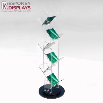 China Floor Display OEM Custom Acrylic Brochure Display Magazine Display Stand for sale