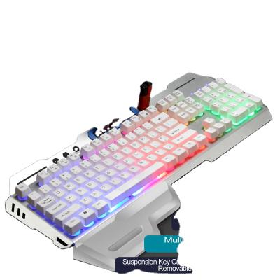 China Optical Illuminated Metal Gaming Keyboard With Key And Hand Bracket High Suspended Keyboard for sale