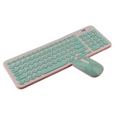 China For Retro Home Office Round Key 2.4G Wireless Keyboard and Mouse Set Color Girl Punk Lovely Uncool for sale