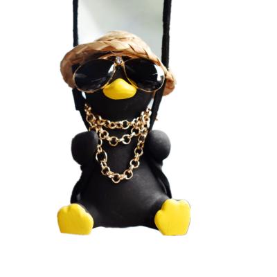 China Decorate OEM Design Plaster Chain Black Duck Bully Duck Car Pendant Local Pendant for sale