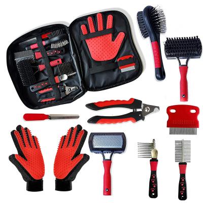 China Wholesale Stocked Hot-selling 8 in 1 Long Glove Professional Dog Hair Deshedding Mold Buffer Brush Grooming Kit Professional Full Comb Nail Clippers for sale