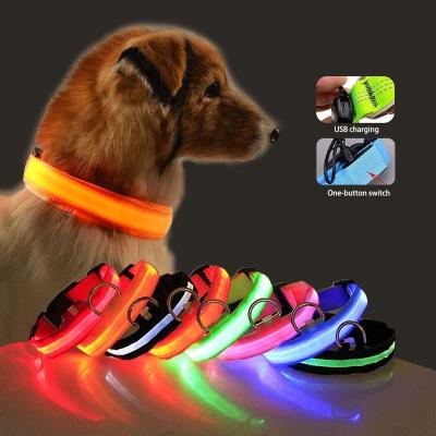 China Lights Led Dog Collar Usb Polyester Pet Accessories Rechargeable Safe Luminous Flashing Cat Puppy Collar Pet Suppliers for sale