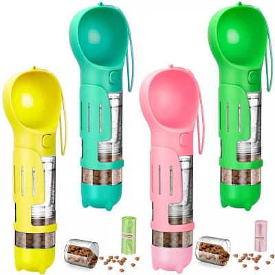 China Automatic 4 in 1 Dog Water Bottle Cat Accessories Pet Supplies with Poop Shovel and Poop Bags Dogs Pets Driver Portable Drinking Bowl for sale