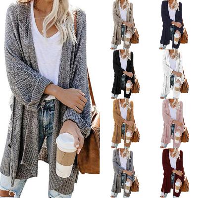 China wholesale hot 2021 Anti-Wrinkle European Amazon Selling Autumn and Winter New Women's Solid Color and American Sweater Amazon Cardigan Sweater for sale