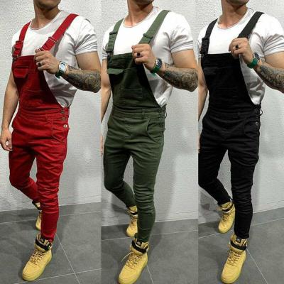 China 2021 New Cowboy Custom Logo Hip Overalls Hip Hop Mens Breathable Pants Slim Fit Men's Denim Street Fashion Suspender Pants Gaiters for sale