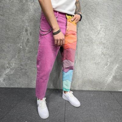 China 2021 New Autumn Amazon Anti-wrinkle fashion pants men's casual outdoor pants patchwork print with pocket pencil pants for sale