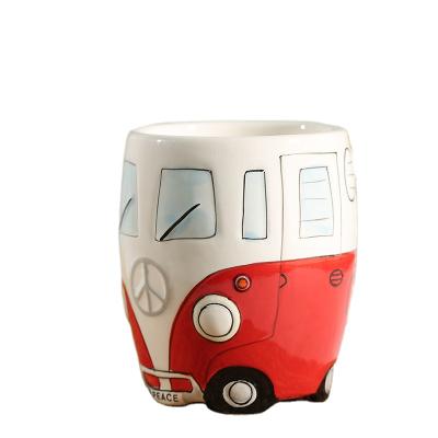 China Viable Brutalist Small Animal Mug Ceramic Bus Coffee Mug Creative Custom Cute Cartoon Cute for sale