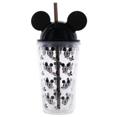 China Eco-Friendly Mouse ears Snow Globe Acrylic Tumbler,Rhinestone glitter bling tumbler with straw for sale