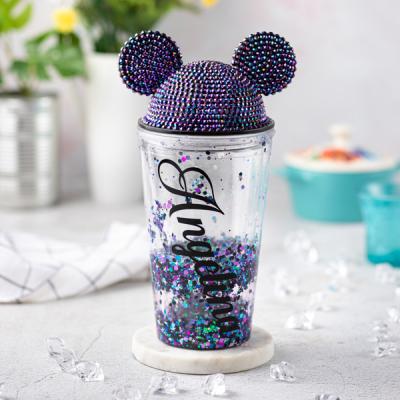 China Eco - Friendly Double Wall Mouse Lid Inspired Tumbler , Glitter Bling Mug for sale