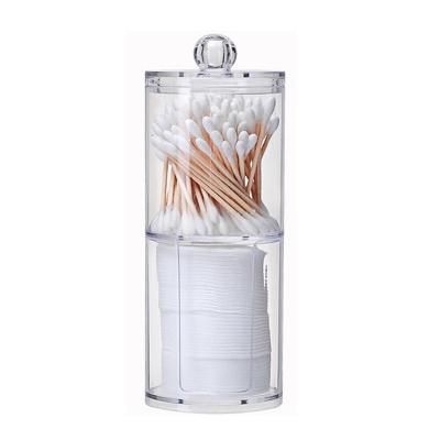 China Clear plastic acrylic stocked jar for cotton ball, cotton swab and cotton rounds, Qtip holder storage canister for sale