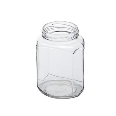 China Fast Shipping Wholesale 375ml Bottle, 400ml Glass Jam Jar Glass Food Hexagon Sauce Bottle for sale