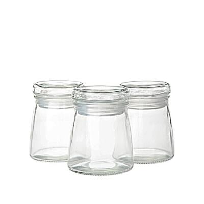 China 155ml low price freshness preservation sale airtight glass jar panna de cotta hot eco-friendly glass pudding jar with glass lid for sale