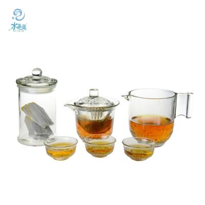 China Viable Large Capacity Glass Tea Set Glass Tea Set And Tea Cup Teapot Set Glass Tea Kettle Set for sale