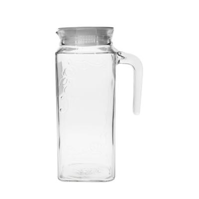 China Viable Custom Low Cost Porcelain Glass Pitcher 1 Liter Glass Bottle Water Pitcher for sale