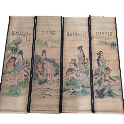 China Chinese Classical Antique Chinese Landscape Character Collection Hanging Painting Screen Colorings Living Room Four for sale