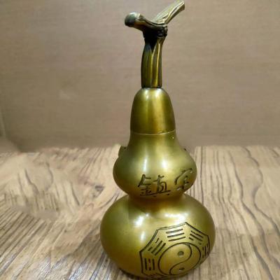 China Wholesale China Manufacturer Lid Top Open Pure Copper Gourd Large Chatter Opening Lettering Chinese Ornament Crafts for sale